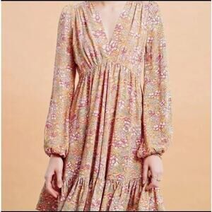 Romantic Boho Cottage Babydoll Dress Floral Balloon Sleeve S Flouncy By TiMo